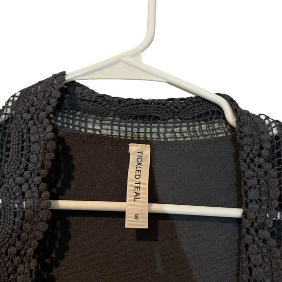 Women's Cardigan 3/4 Sleeve Open Front Lace Wrap Long Duster Cardigan - Picture 4 of 5